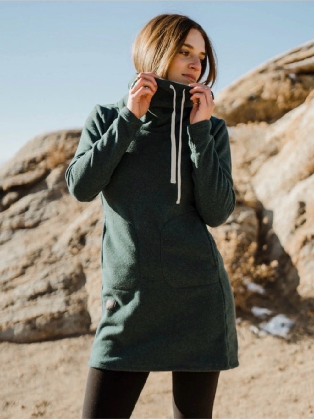 Deso Velma Fleece Dress Dark Fir